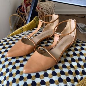 ALDO Brown Flats w/ Gold Accent Heel&Strap